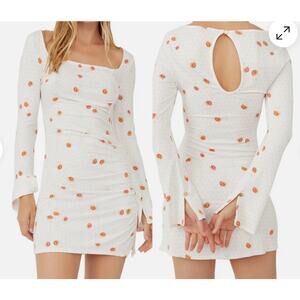 FREE PEOPLE Celia Ivory Combo Floral Mini Dress Size Medium boho hippie cottage